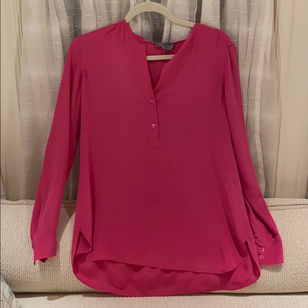 Vince hot pink silk blouse